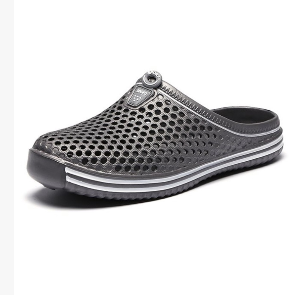 Sport Gray and White Mesh Mule